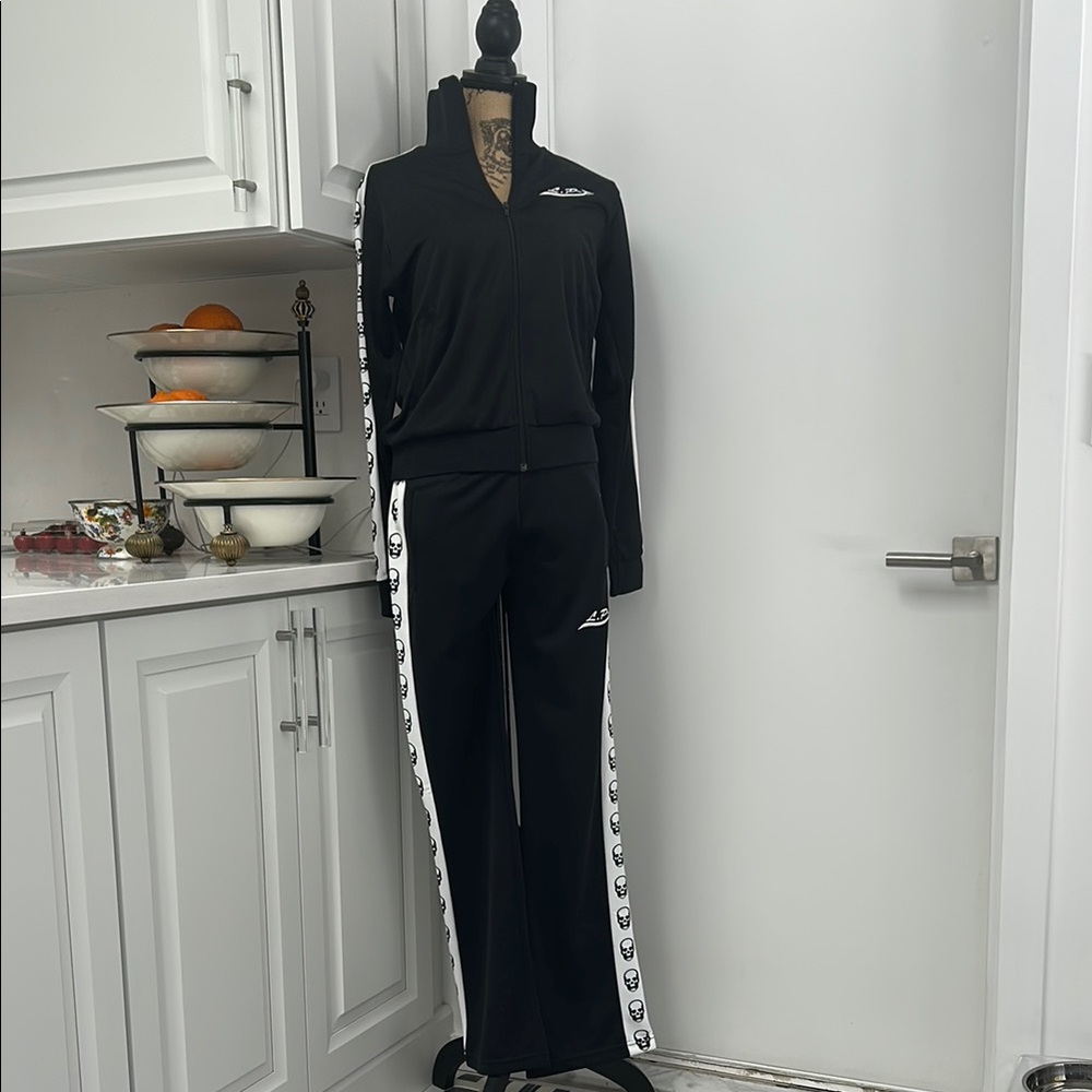Lucien pellat-finetBlack Track suit with White skull Accents